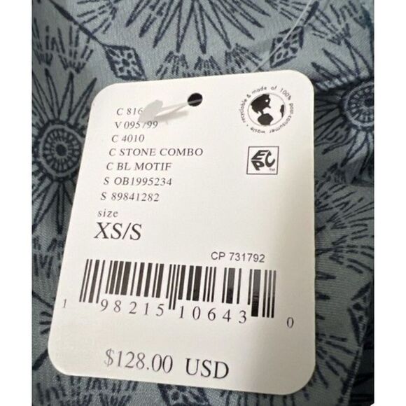 Free People Intimately Sz XS/S Oasis House Robe Blue Motif Kimono Stone - Picture 16 of 16